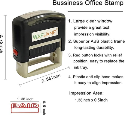 WAFJAMF Paid Office Stamp Self Inking Rubber Stamp Office Stamp Message Stamp Red Ink-Medium
