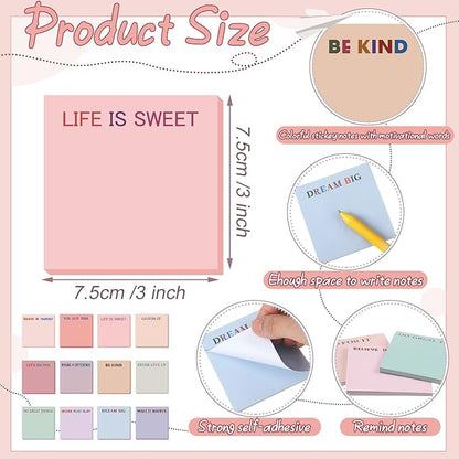 Yinder 24 Pcs Inspirational Sticky Notes with Lines Cute Motivational Sticky Notes Pad Employee Appreciation Gifts Bulk for Teacher Nurse Coworkers Office Supplies 3 x 3''(Aesthetics,Inspirational)
