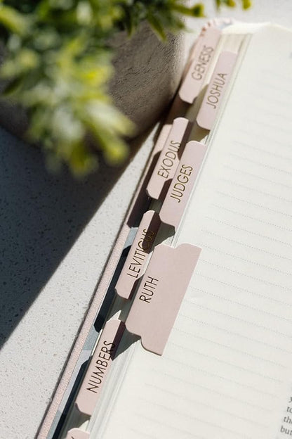 Bible Tabs for Women Study Bible, Gold Embossed Matte Catholic Bible Tabs Pink, Bible Book Index Tab Bible Book Tabs w/Old & New Testament Pink Bible Tabs Perfect Laminated Bible Study Supplies Peony
