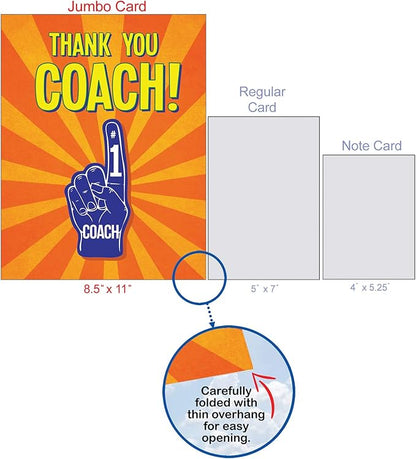 NobleWorks - 1 Jumbo Sports Teacher Graduation Greeting Card from US w/Envelope (8.5 x 11 Inch) - Student Group Gratitude for School Coaches, Mentor - Thank You Coach from All J5786TYG-US