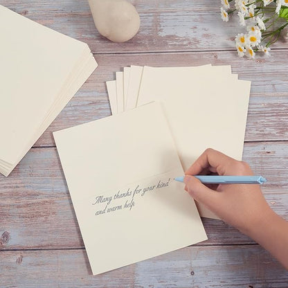 50 Pack Blank Cards Folded Cardstock Thank You Blank Greeting Cards for Invitations, Wedding, Greeting Cards, All Occasion DIY, 4x6 Folded Cards Cream