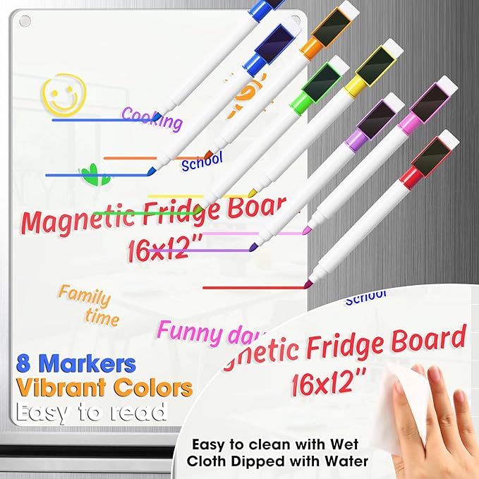 Acrylic Dry Erase Board Whiteboard for Fridge Meal Planner Menu Board for Kitchen to do List Shopping List Grocery List Family Dinner Refrigerator Chore Chart Board 2024 Planning Board, Pure White