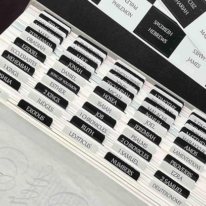 Thinkor Reposition Bible Tabs, Large Print Lanimated Stickers, Easy to Read and Apply Bible Tabs for Women and Man (Checkerboard Style)