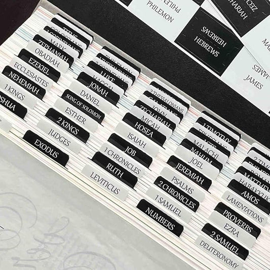 Thinkor Reposition Bible Tabs, Large Print Lanimated Stickers, Easy to Read and Apply Bible Tabs for Women and Man (Checkerboard Style)