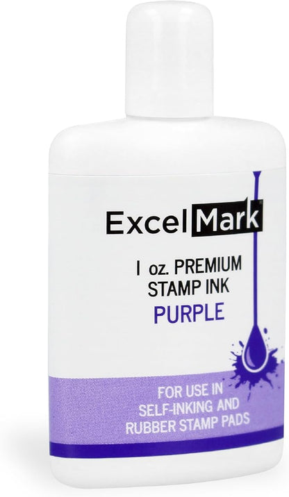 ExcelMark Premium Self-Inking Stamp Refill Ink - 1 oz. (Purple)