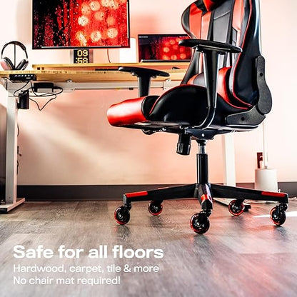 The Original Roller Blade Office Chair Wheels (As Seen On PBS) - Incredibly Smooth & Quiet Rolling Casters - Safe for Hardwood Floors & Carpet - Easy Installation with Universal Fit - Set of 5 - Red