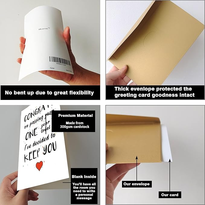 Ziwenhu 1 Year Anniversary for Boyfriend Gifts, Funny Anniversary Card for Boyfriend, Humorous One Year Anniversary Card for Girlfriend