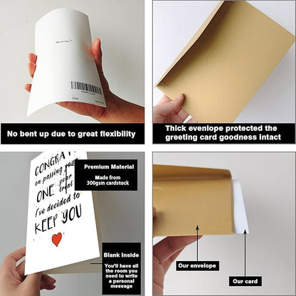 Ziwenhu 1 Year Anniversary for Boyfriend Gifts, Funny Anniversary Card for Boyfriend, Humorous One Year Anniversary Card for Girlfriend