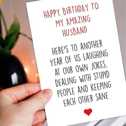 Happy Birthday Card for Husband, Funny Birthday Card from Him, Happy Birthday to My Amazing Husband Card