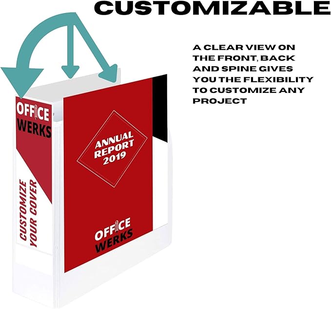 Performore 3 Ring Binder, Professional Angle D Ring Binder 4 Inch, Presentation Folder for Standard Pages 8.5 x 11 with Pockets, Crystal Clear View White Binder (2 Pack)