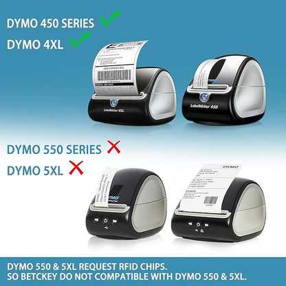 BETCKEY - Compatible DYMO 30252 (1-1/8" x 3-1/2") Address & Barcode Labels - Compatible with DYMO Labelwriter 450, 4XL, NOT Fit 550 & 5XL [6 Rolls/2100 Labels]