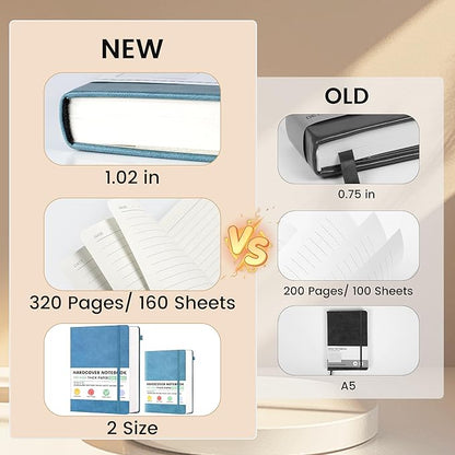 CAGIE 2 Pack Journals Notebooks for Women Men Leather Journals for Writing Hardcover A5 Journaling Notebooks Thick Journal Supplies Diary, Black& Blue