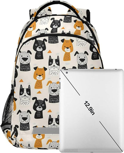 MNSRUU Laptop Backpack with Chest Strap, Cute Dogs School Backpack, Travel Hiking Backpack for Boys Girls Teen Adult, Rucksack, Knapsack