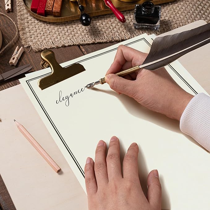 72 Pieces Stationery Set with Envelopes (48 Paper Sheets + 24 Envelopes) for Letter Writing, Black Border Design Stationery Paper Sheets and Envelopes