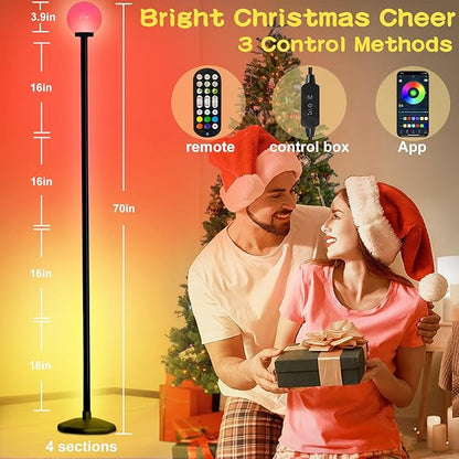 2PCS Corner Floor Lamp,70" Smart RGBW LED Corner Lamp with Glow Ball Light,16 Million Colors Changing Corner Lamp with Remote and App Control,Music Sync&Timing Smart Floor Lamp for Living Room
