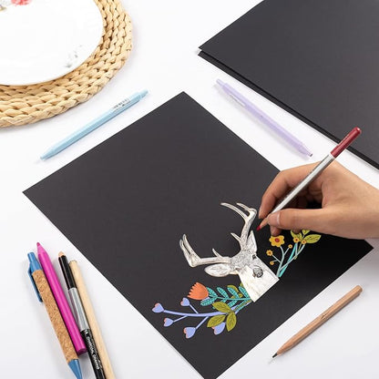 30 sheets Cardstock Paper 8 1/2 x 11 Inches for Crafts and Invitations (Black)