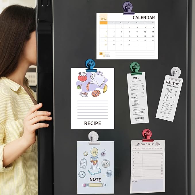 VNDUEEY 20 Pack White Magnetic Clips Fridge Magnet Clips, Whiteboard Clip Magnets Fridge Magnetic Clips, Magnetic Clips for Refrigerator, Strong Magnets with Clips for Whiteboard on Home Office