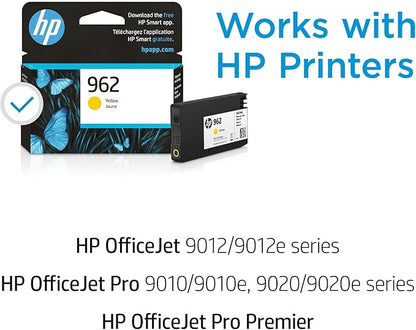 HP 962 Yellow Ink Cartridge | Works with HP OfficeJet 9010 Series, HP OfficeJet Pro 9010, 9020 Series | Eligible for Instant Ink | 3HZ98AN