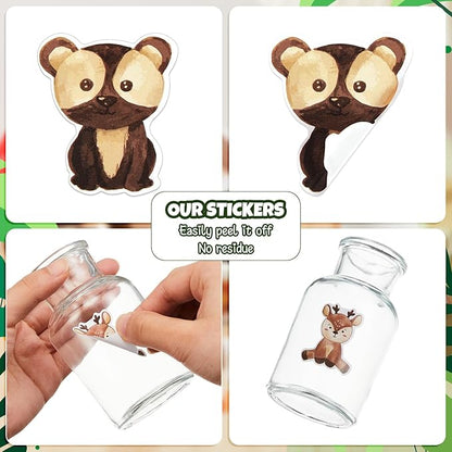 1 Roll Animal Stickers Reward Cute Space Stickers Office Supplies Incentives Sticker Animal Party Favor Decal, 500 Pcs Each Roll(Forest Animal)