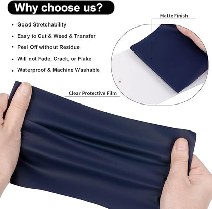 VINYL FROG Heat Transfer Vinyl Roll HTV Vinyl - 12" x12ft Navy Blue Iron on Vinyl for T-Shirts, Heat Press Vinyl for DIY Craft Designs (Navy Blue)