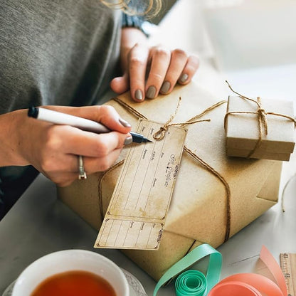 Sinmoe 50 Sets Gift Certificate for Business with 50 Pcs Envelopes Blank Gift Certificate Cards with Name and Address Rustic for Beauty Salon Restaurants Birthday(5.91 x 3.94 Inch, Vintage Style)