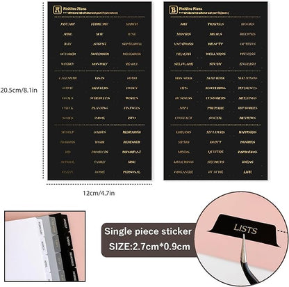 DY.2ten Black Dividers for 6 Ring Binder, 6-Tab Sturdy Plastic Dividers, A6 Index Divider, 6 Hole Binder Dividers, Insertable Notebook Planner Tab Dividers for Binders