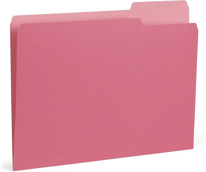 100 Blue Summit Supplies Colored File Folders, 1/3 Cut, Letter Size File Folders, Decorative Multicolor Gem Tone Colors, Durable 11pt Paper, Two-Tone Design