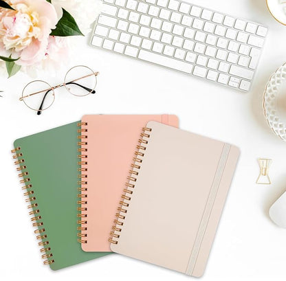 Utron 3 PCS Small Spiral Notebook 5x7, Notebooks for Note Taking, Morandi Spiral Journal Notebook, Work Notebook Small Notebooks 5x7 with Strap, Cute Notebooks for Women 70 Sheets/Note Books