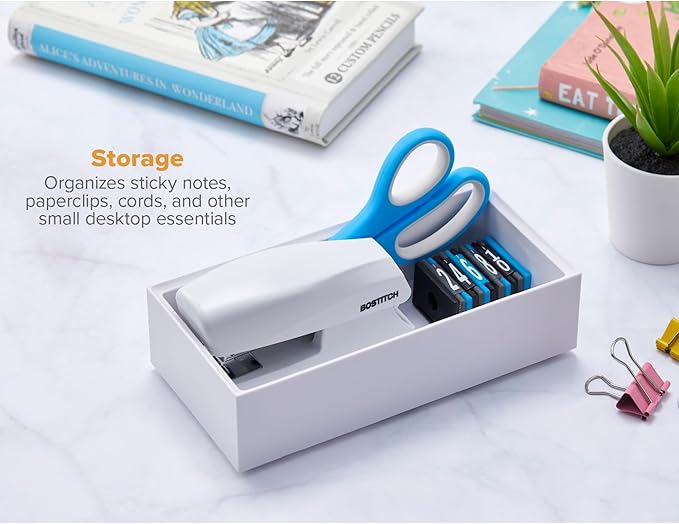 Bostitch Office Konnect Desk Organizer Accessory Tray, Wide, Stacks for Desktop Storage, White