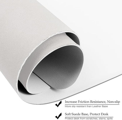 Boutilon Leather Desk Pad,47"x 24"XXX Large Business Desk Pad,Waterproof Student Study Desk Mat Protector Writing Pad for Keyboard and Mouse in Home Office Accessories(XXXL-White)