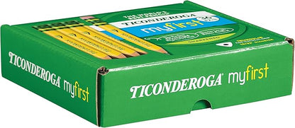Ticonderoga My First Short Triangular Wood-Cased Pencils, #2 HB Soft, Yellow, 36 Count