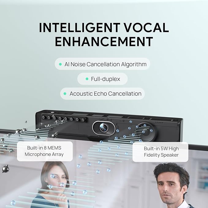 Yealink UVC34 4K Conference Room Camera System 10 Microphone 8 MP All-in-One Video Conferencing System AI Auto Framing 120° Field of View Microsoft Teams Certified Webcam Zoom Rooms USB-A