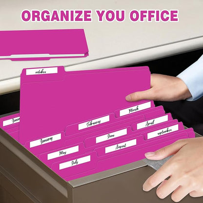 File Folders,IntoJoy 120 Pack Colored File Folder Letter Size, 1/3 Cut Tab Filing Folders for Office School Business File Document Organization,Pink