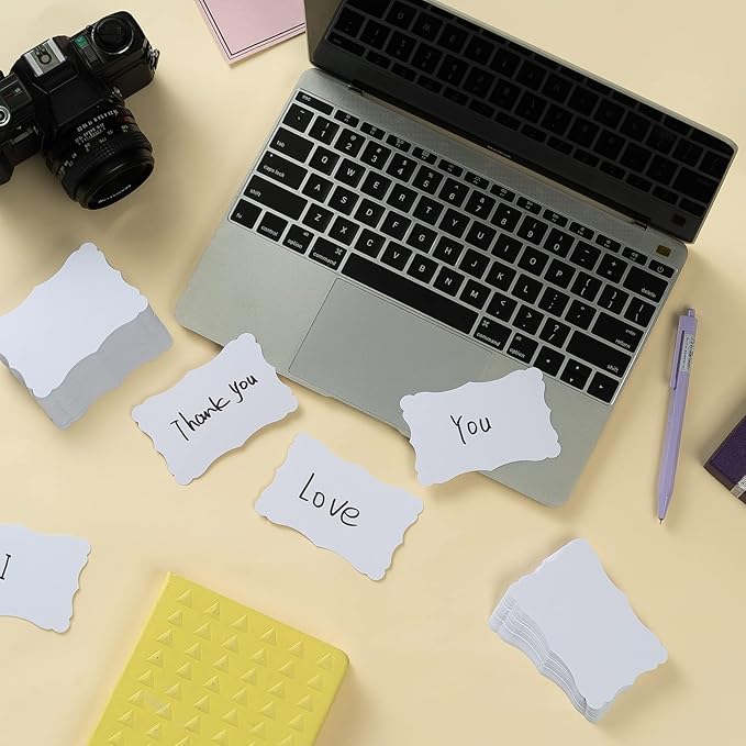 120 Pieces Small Mini Business Cards Vintage Assorted Colors Blank Note Cards Gift Word Card for Business Cards, Gift Cards (White, 3.66x 2.36 inches)