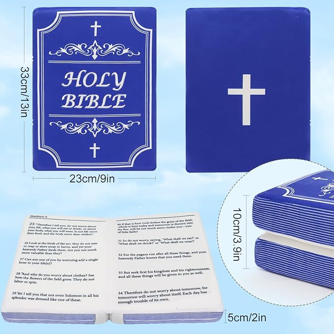 Bible Pillow Book Plush That Opens Christian Holy Bible Stuff Religious Party Favors Gifts for Kids for Christening Easter