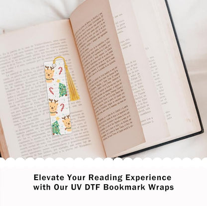 Christmas UV DTF Bookmark Stickers - 24 Pcs Gnome Santa Claus Blank Acrylic Bookmarks Uvdtf Double-Sided Sticker About Festival Theme, Cute Snowflake Elk Rub on Transfer Decals for Booklover Gifts