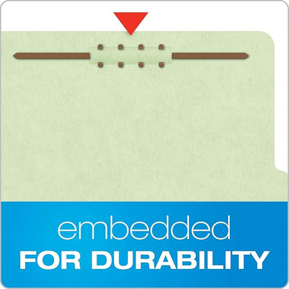 Pendaflex PFX1157G Four-Section Pressboard Folders, Letter, 2/5 Tab, Light Green (Box of 10)