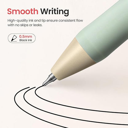 Gel Pens, 6 Pcs Quick Dry Blcak Gel Ink Pens, 0.5mm Fine Point Smooth Writing Pens for Journaling and Note Taking, Cute Aesthetic Pens for Women & Men-Sand Gold