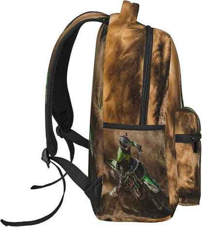 Motocross Dirt Bike Backpack Travel Laptop Backpacks Ruckasck Book Bags School Bag for Boys Girls Kids Childrens Teenager Men Women