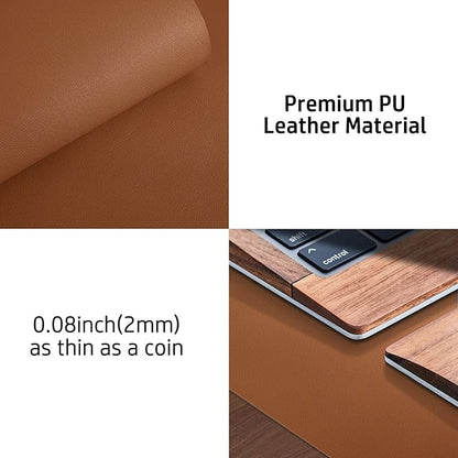 Aothia Leather Desk Pad Protector, Mouse Pad, Office Desk Mat, Non-Slip PU Leather Desk Blotter, Laptop Desk Pad, Waterproof Desk Writing Pad for Office and Home (Brown,23.6" x 13.7")