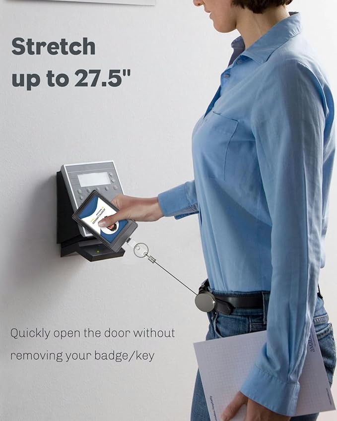 Uniclife 2 Pack Metal Retractable Keychain Heavy Duty Retractable Badge Reel for Badge Holder All Metal Casing with Stainless Steel Spring Coil 27.5 Inch Nylon Rope Belt Clip and Key Ring