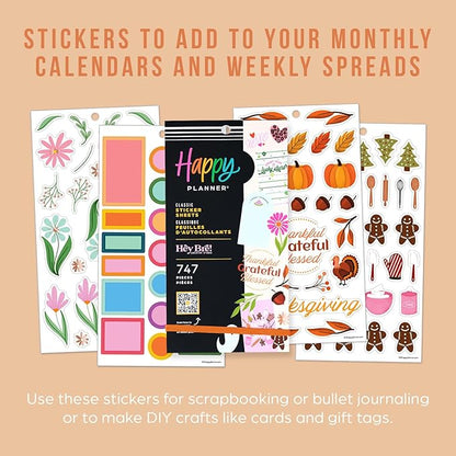 Happy Planner Sticker Pack for Calendars, Journals, and Planners, Easy-Peel Stickers and Scrapbook Accessories, Classic Size, Seasons of Joy, 30 Sheets, 747 Total Stickers