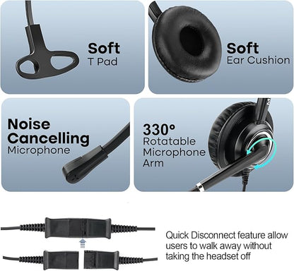 MKJ Cisco Headset for Office Phones Corded RJ9 Telephone Headset with Microphone Noise Cancelling for Cisco CP-7841 7861 7941G 7942G 7945G 7960G 7962G 7965G 7975G 8811 8845 8851 8861 8865 9951 9971