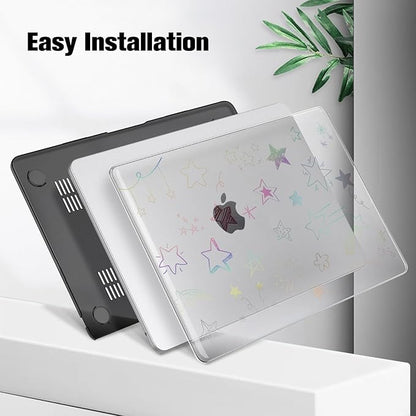 Fintie Case for MacBook Air 13.6 Inch A3113 A2681 (2022 2023 2024 Release) - Snap On Hard Shell Cover for MacBook Air 13.6" M2 M3 Chip with Liquid Retina Display and Touch ID (Five-Pointed Star)