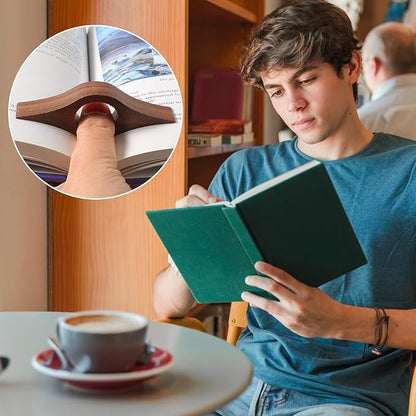 Book Weight Page Holder Wooden Thumb Book Open Holder Weighted Bookmark Corner Reading Book Accessories Gift for Writer Reader (Black Weight Page Holder+Thumb Page Holder Coffee)