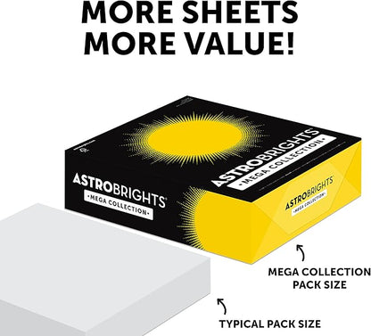 Astrobrights Mega Collection, Colored Paper, Bright Yellow, 625 Sheets, 24 lb/89 gsm, 8.5" x 11" - MORE SHEETS! (91618) (Pack of 2)