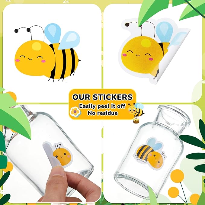 1 Roll Animal Stickers Reward Cute Space Stickers Office Supplies Incentives Sticker Animal Party Favor Decal, 500 Pcs Each Roll(Bee)