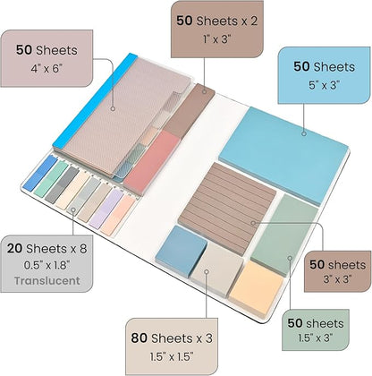 Sticky Notes Set, Sticky Notes Tabs, 920 Pack, Divider Sticky Notes, School Supplies, Office Supplies, Planner Sticky Notes, Sticky Note Dividers Tabs, Book Notes, Back to School Supplies (Blue-Large)