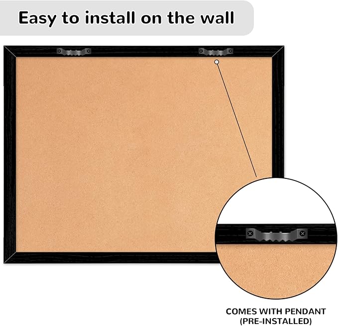 ABERLLS Monthly Calendar Dry Erase Board for Wall, 17''x13'' Whiteboard with Black Wood Framed, Magnetic White Boards, 2in1 White Board Cork Board Combo