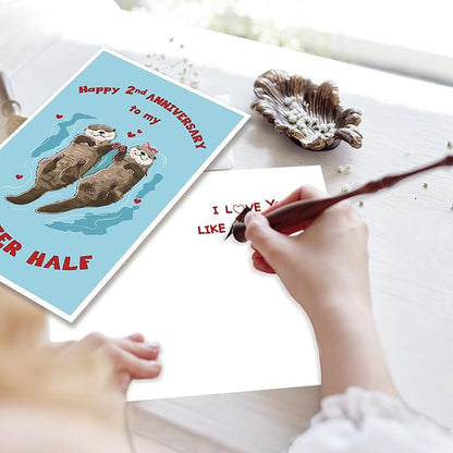 Happy 2nd Anniversary Card Gift for Husband,Wife,Boyfriend or Girlfriend,Romantic Second Year Anniversary Card,Funny Two Year Wedding Anniversary Card for Women Men Him Her